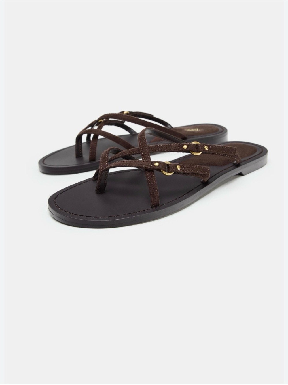 Zara Dark Brown Crisscross Suede Slide Sandals - Picture 2 of 6